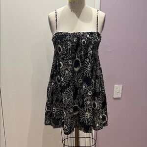 Floral Black and White Spaghetti Strap Dress